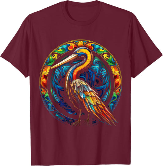 Pelican Animal Graphic Art Pelican T-Shirt - T-Shirt | Maroon