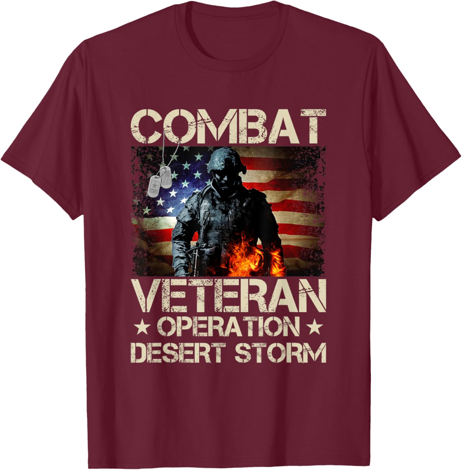 Memorial Day Veteran's Day Desert Storm Military Soldier T-Shirt - T-Shirt | Maroon