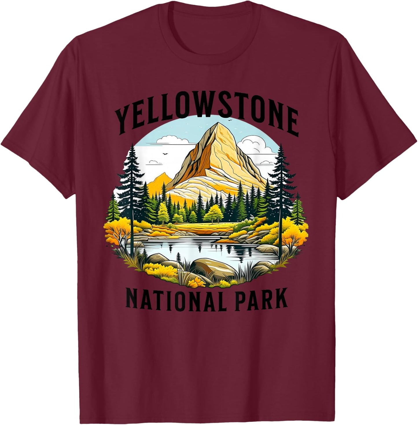Yellowstone National Park T-Shirt - T-Shirt | Maroon