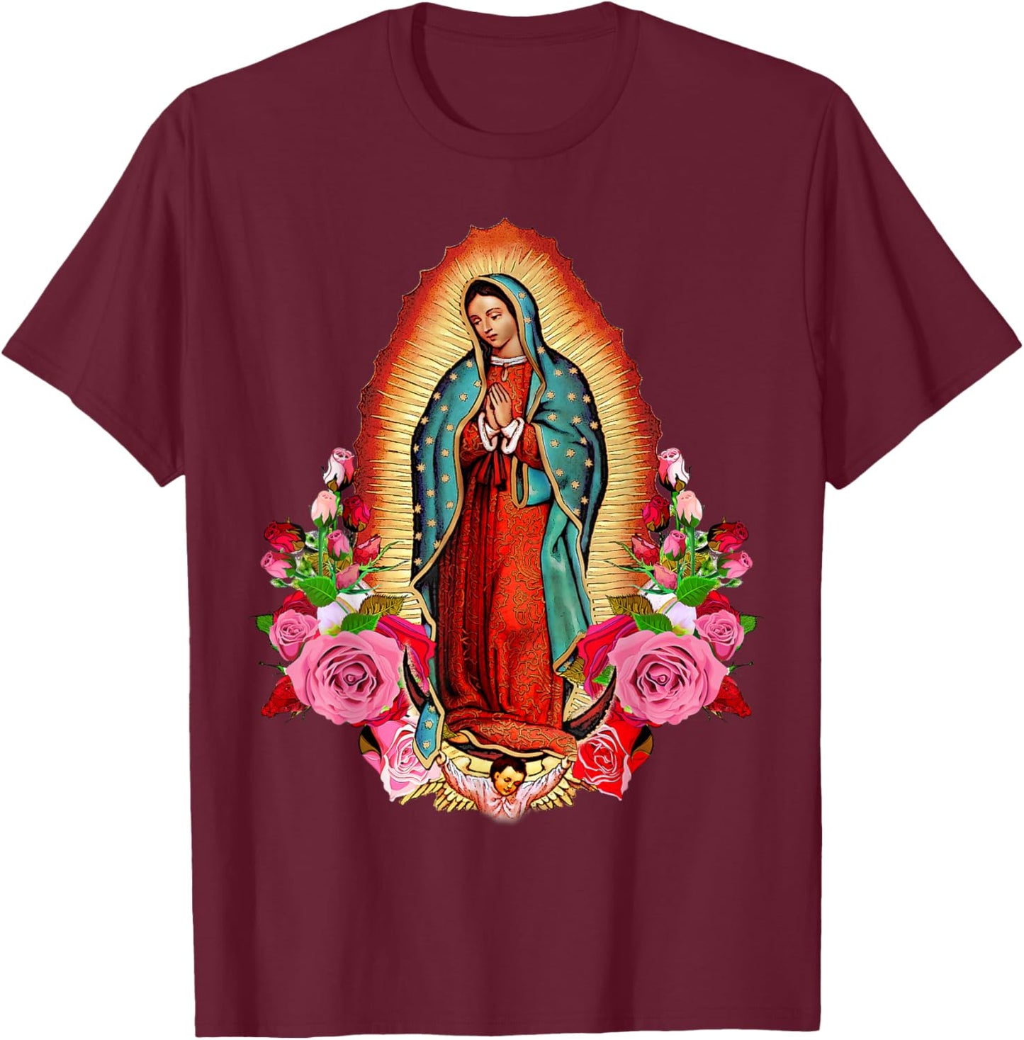 Our Lady of Guadalupe Virgin Mary T-Shirt - T-Shirt | Maroon
