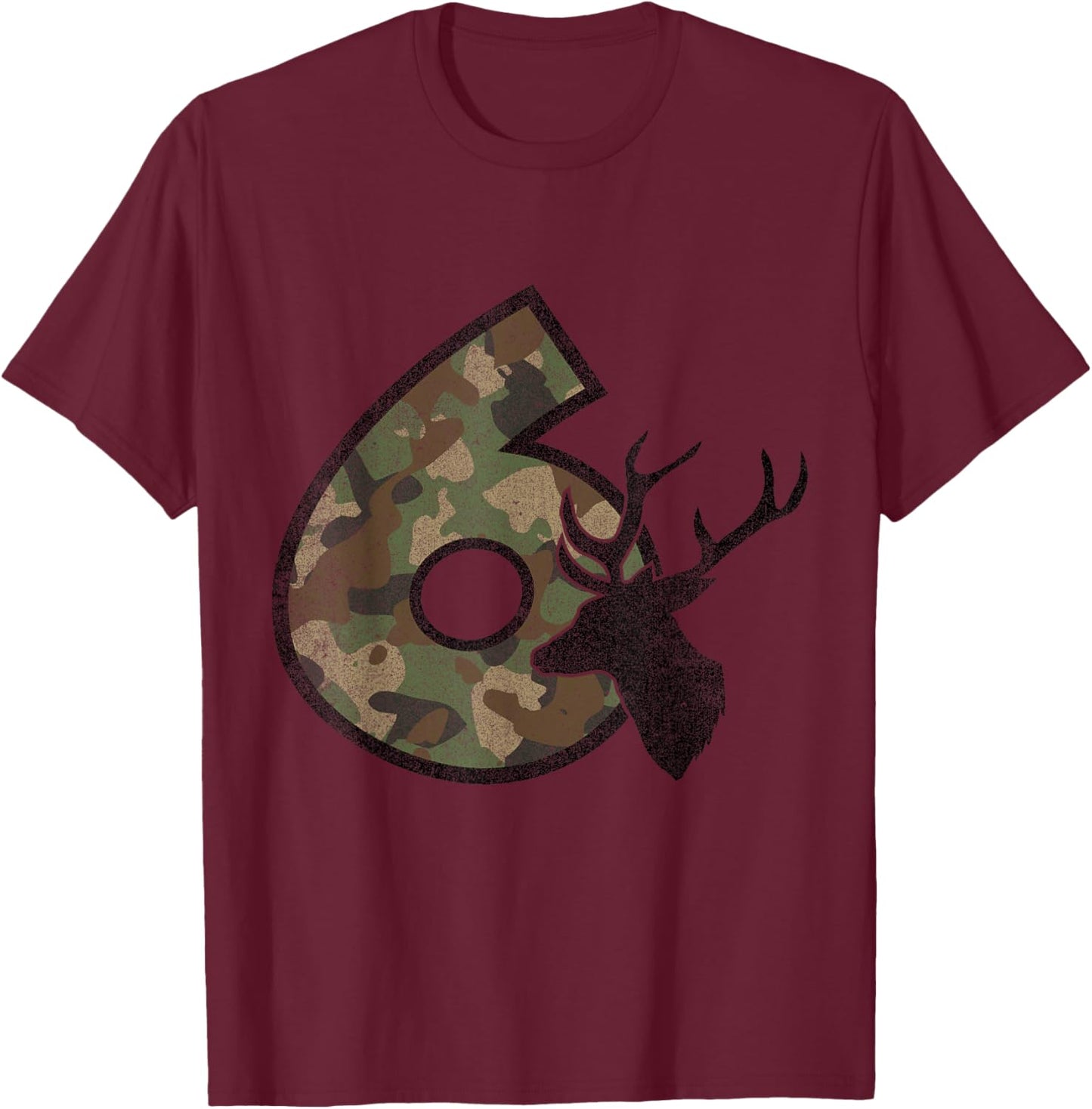 Country Boys Camo 6 Six Sixth Year Old Birthday Deer Hunter T-Shirt - T-Shirt | Maroon