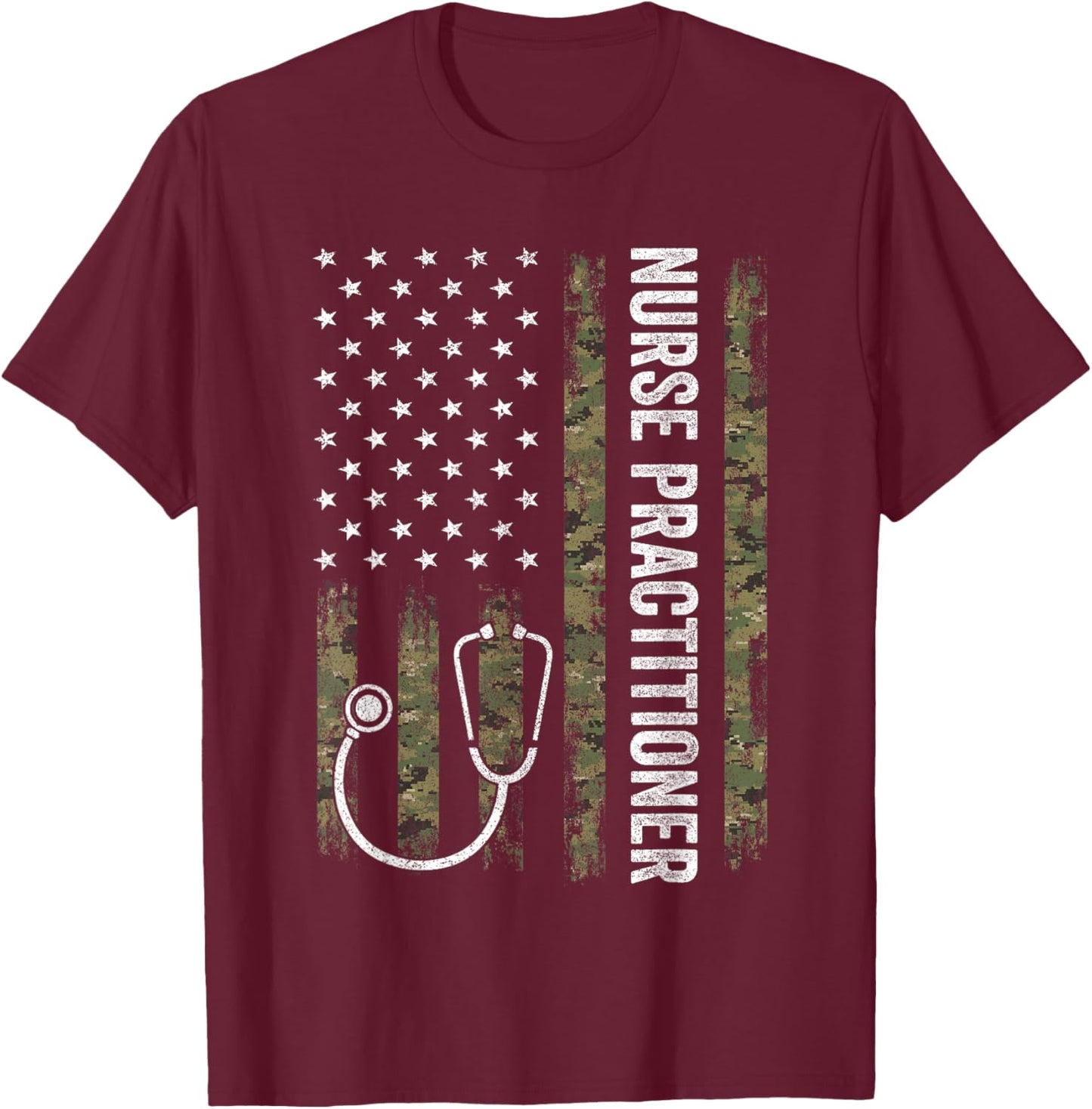 Nursing Shirts Men, Nurse Practitioner USA Flag T-Shirt - T-Shirt | Maroon