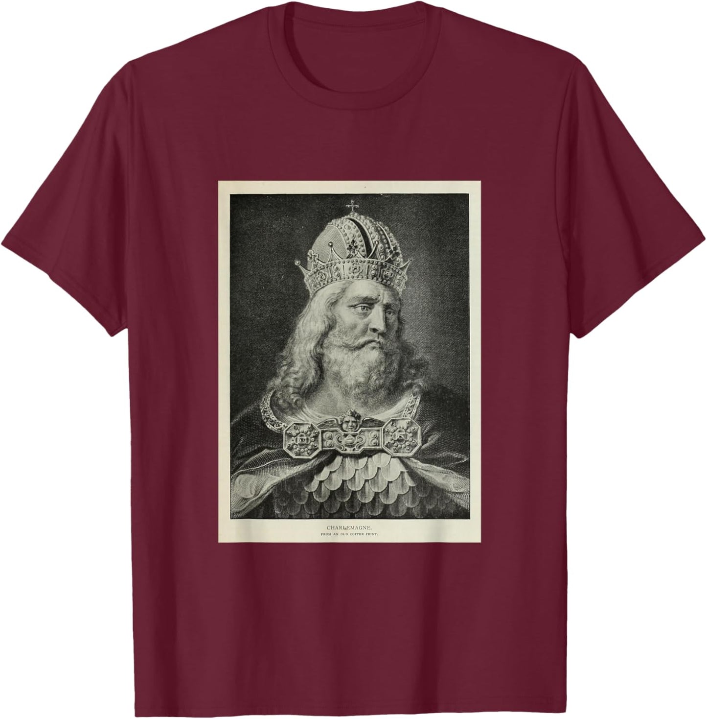 Vintage Charlemagne Illustrative Portrait (1912) T-Shirt - T-Shirt | Maroon
