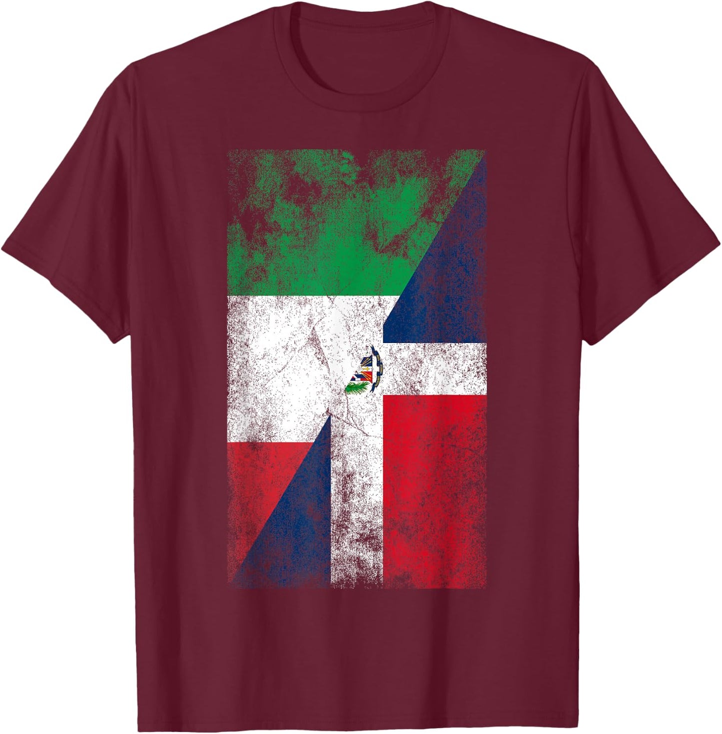 Italy & Dominican Republic Flags - Italian Dominican T-Shirt - T-Shirt | Maroon