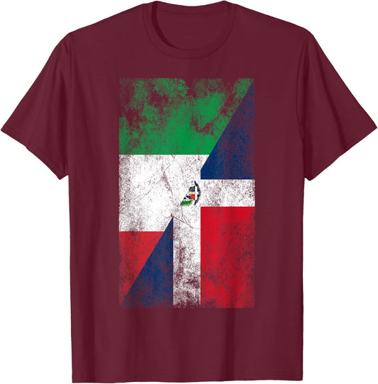 Italy & Dominican Republic Flags - Italian Dominican T-Shirt - T-Shirt | Maroon