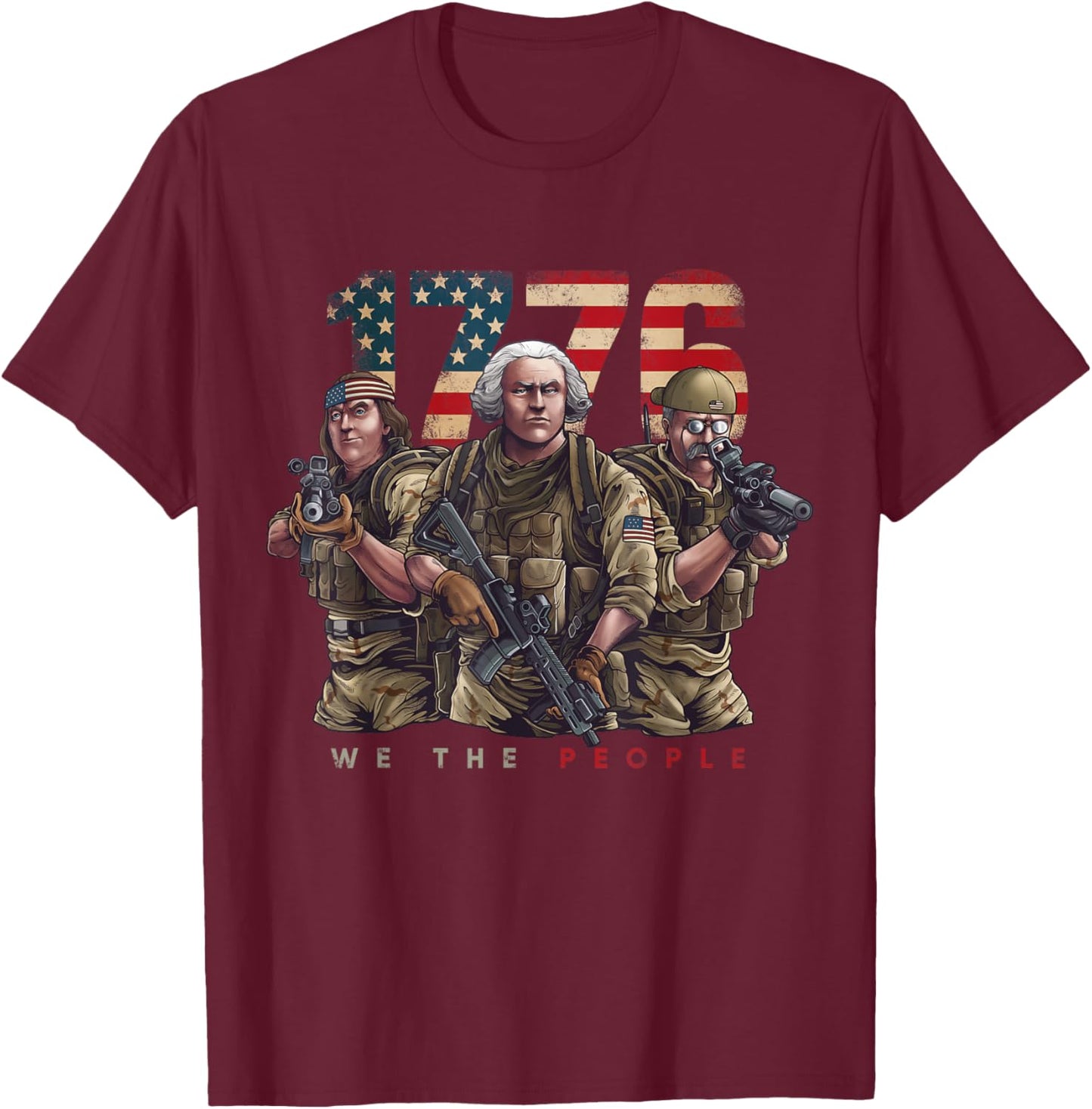 George Washington Ben Franklin Special Operators July 4th T-Shirt - T-Shirt | Maroon
