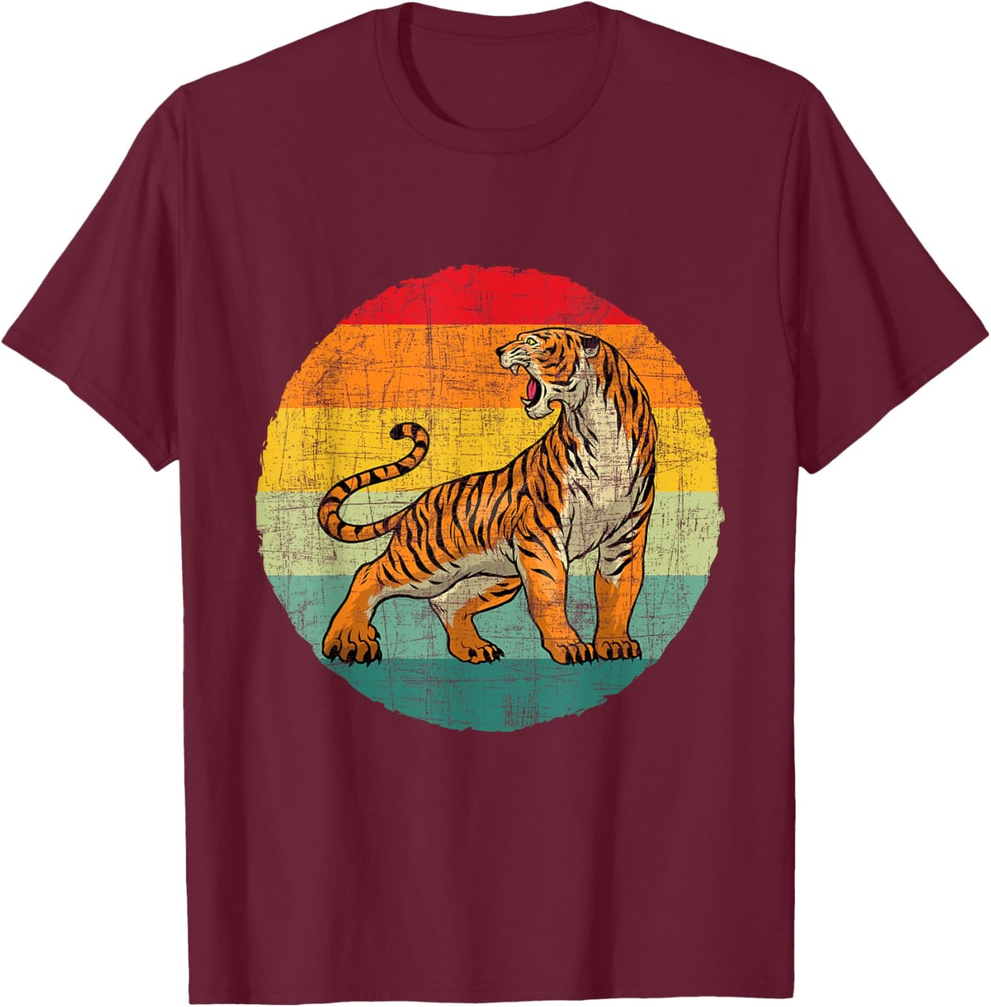 Retro Vintage Tiger - Zoologist Zookeeper Zoo Safari Lover T-Shirt - T-Shirt | Maroon