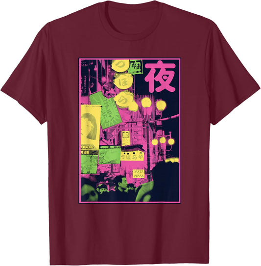 Aesthetic Style Vaporwave Japan 80s 90s Tokyo Osaka street T-Shirt - T-Shirt | Maroon