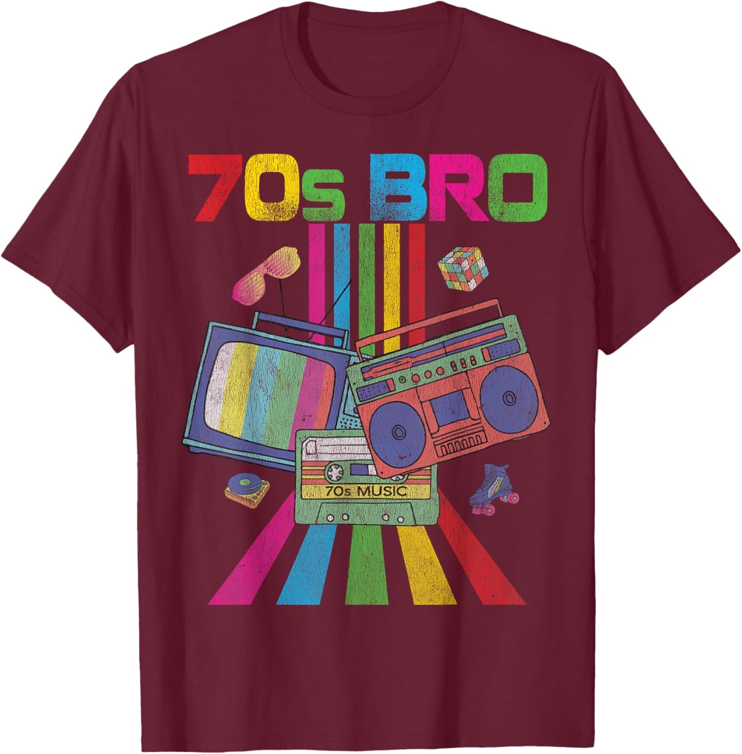 70s Bro Costume 60's 70's Party Retro Vintage Papa Grandpa T-Shirt - T-Shirt | Maroon