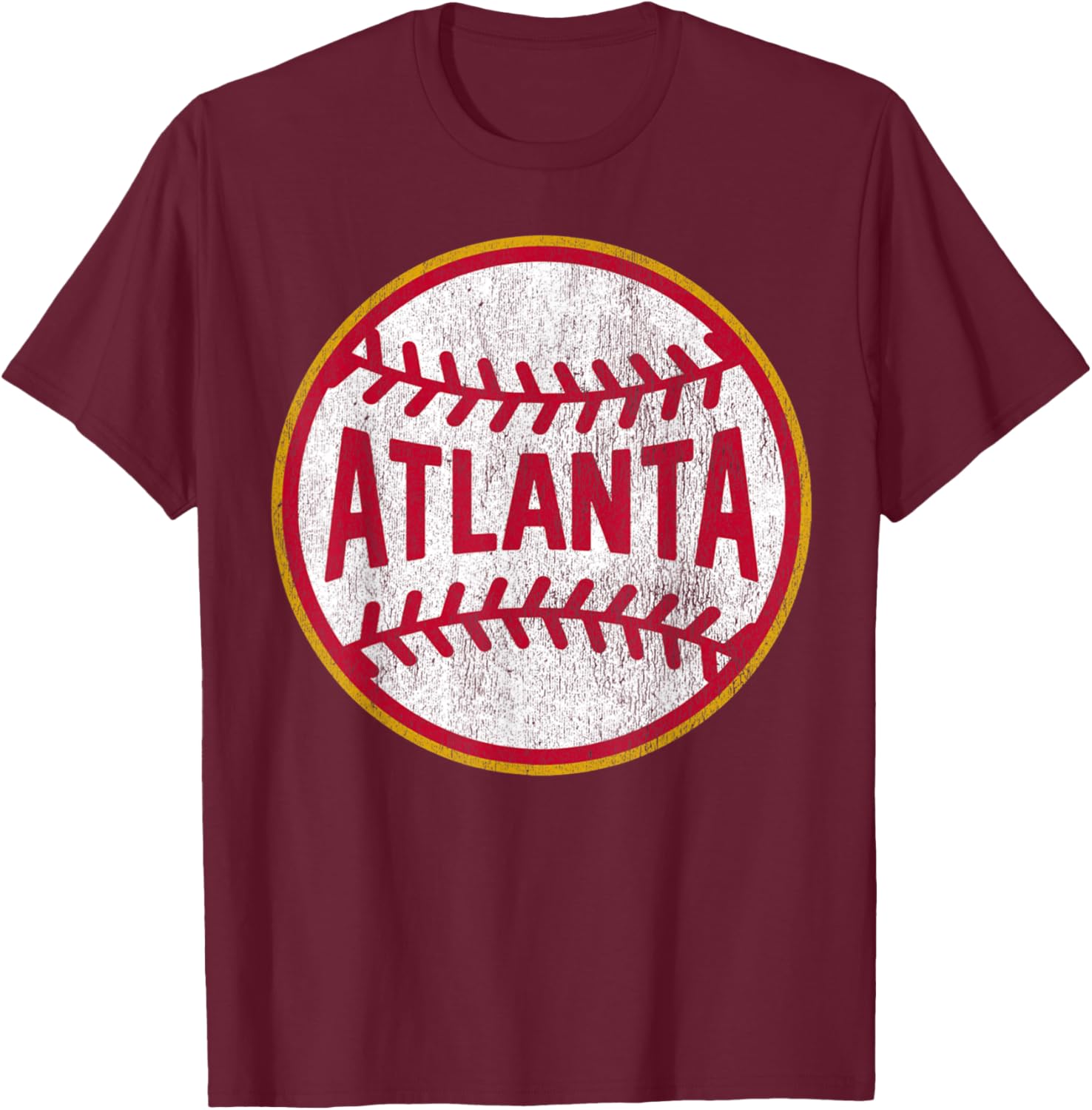 Atlanta Vintage Baseball Throwback Retro Design T-Shirt - T-Shirt | Maroon