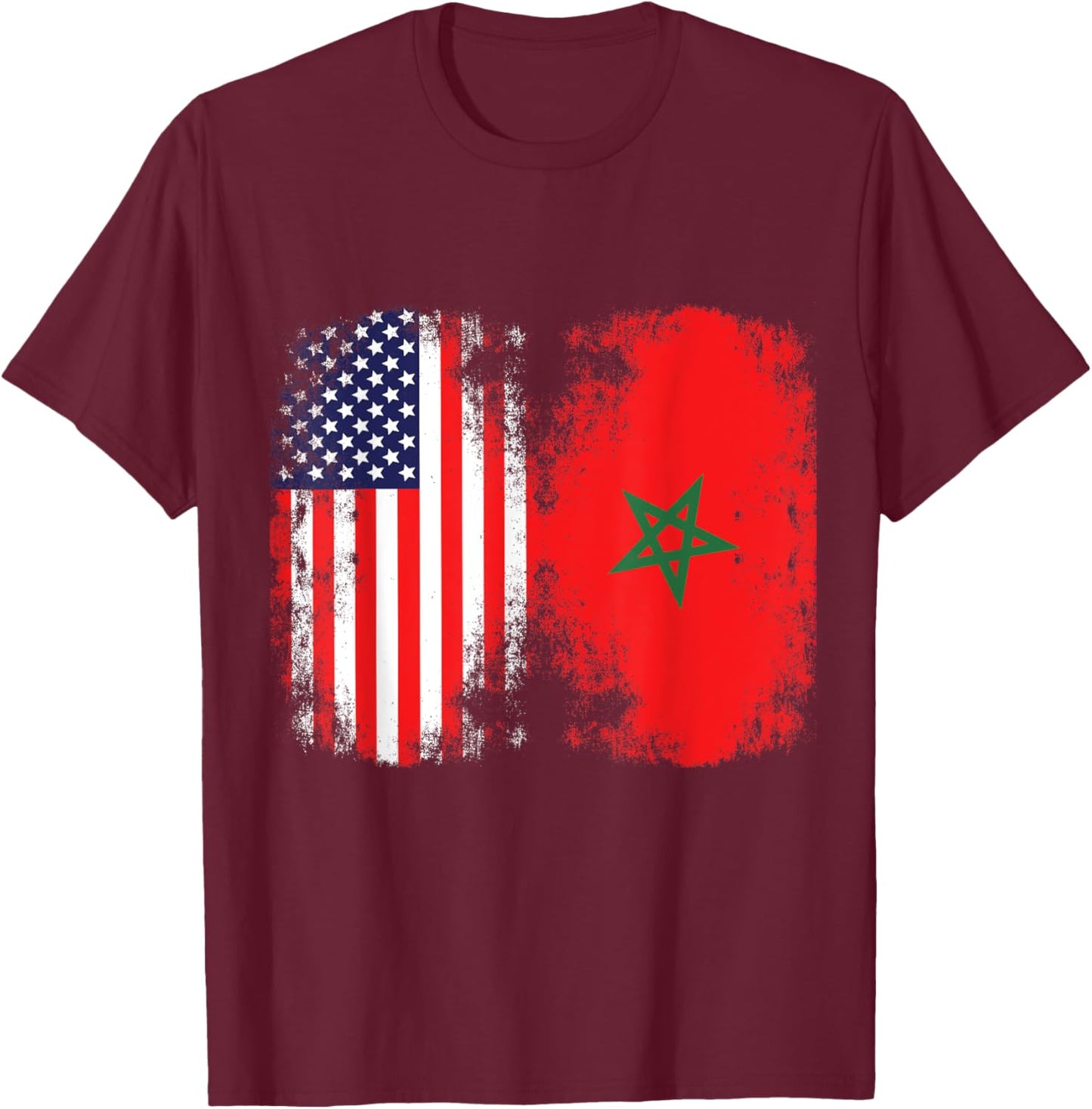 Moorish American Morocco Flag Moroccan Soccer Supporter T-Shirt - T-Shirt | Maroon