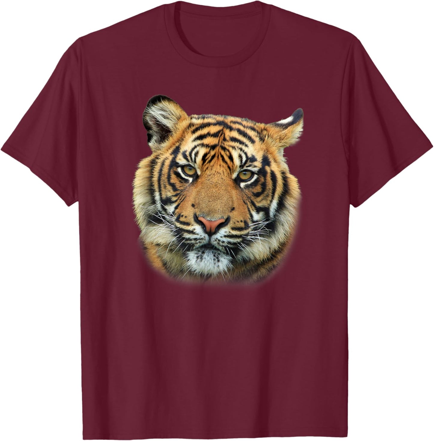 Tiger feline predator illustration T-Shirt - T-Shirt | Maroon