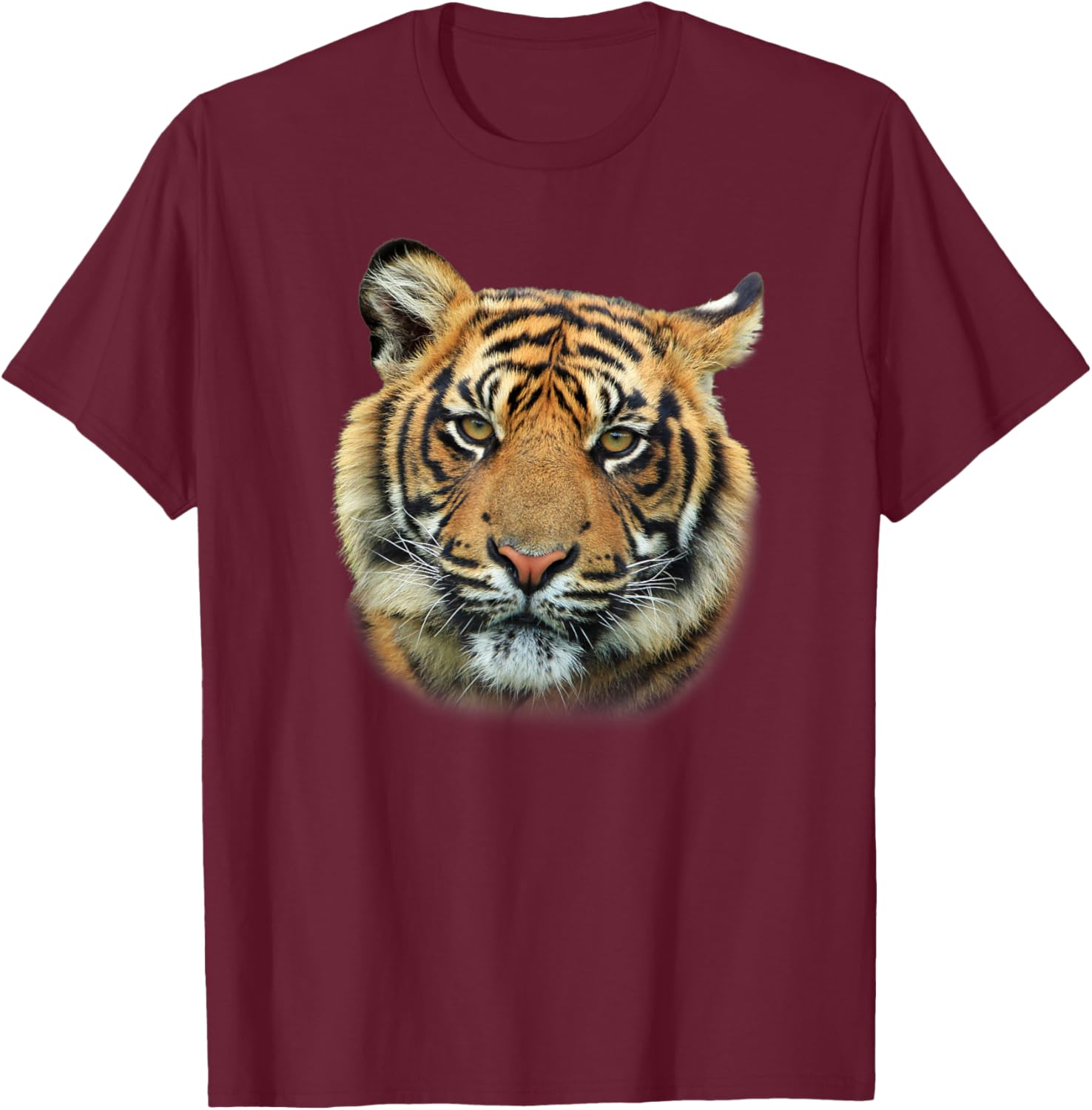 Tiger feline predator illustration T-Shirt - T-Shirt | Maroon