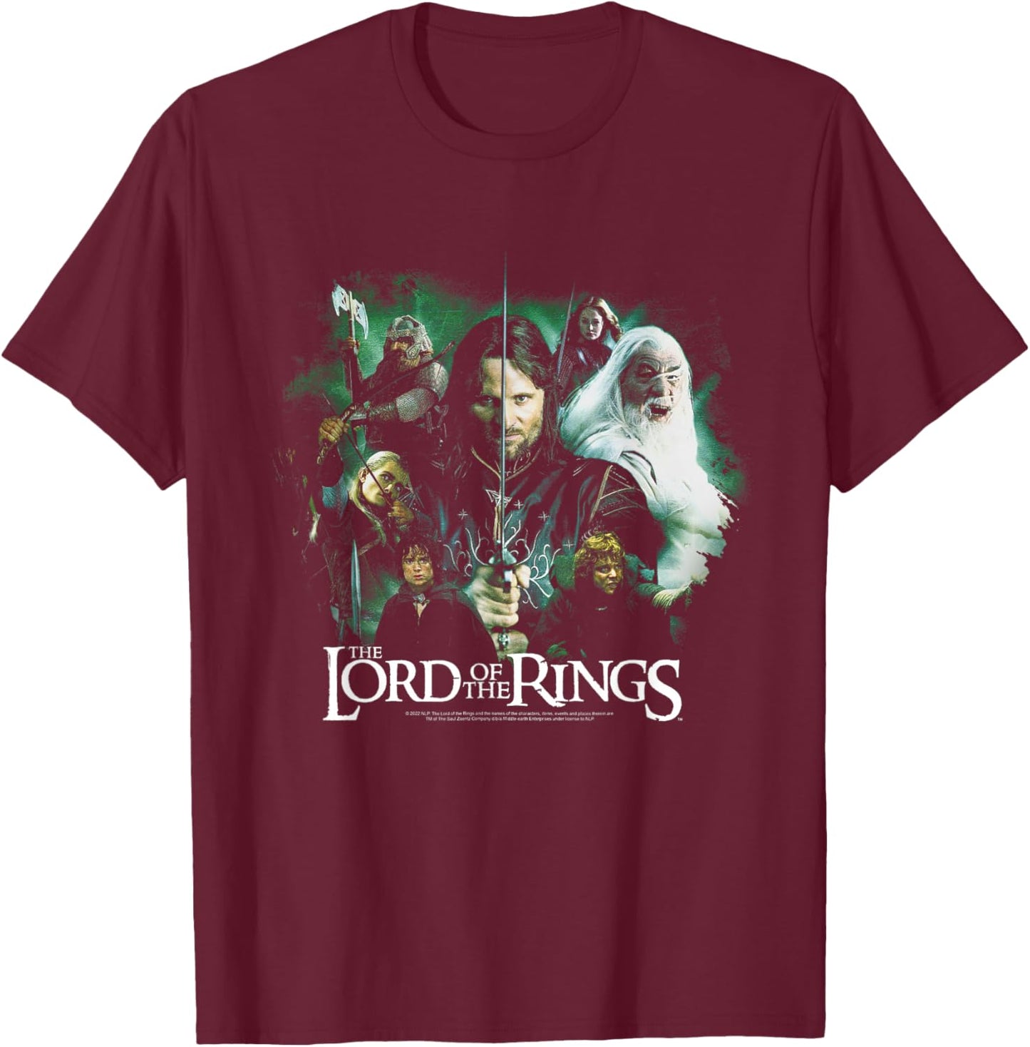 The Lord of The Rings Group Poster T-Shirt - T-Shirt | Maroon