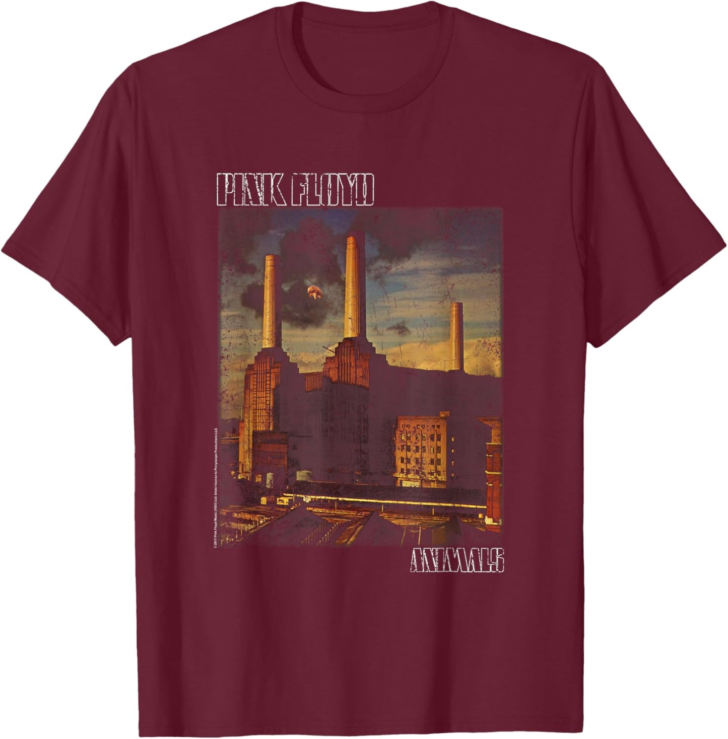 Pink Floyd Faded Animals T-Shirt - T-Shirt | Maroon