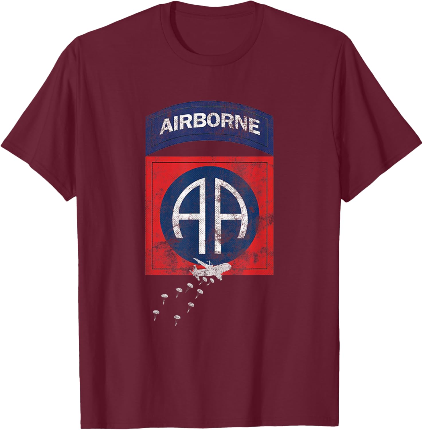 U.S Army 82nd Airborne Division Paratrooper Veteran Vintage T-Shirt - T-Shirt | Maroon