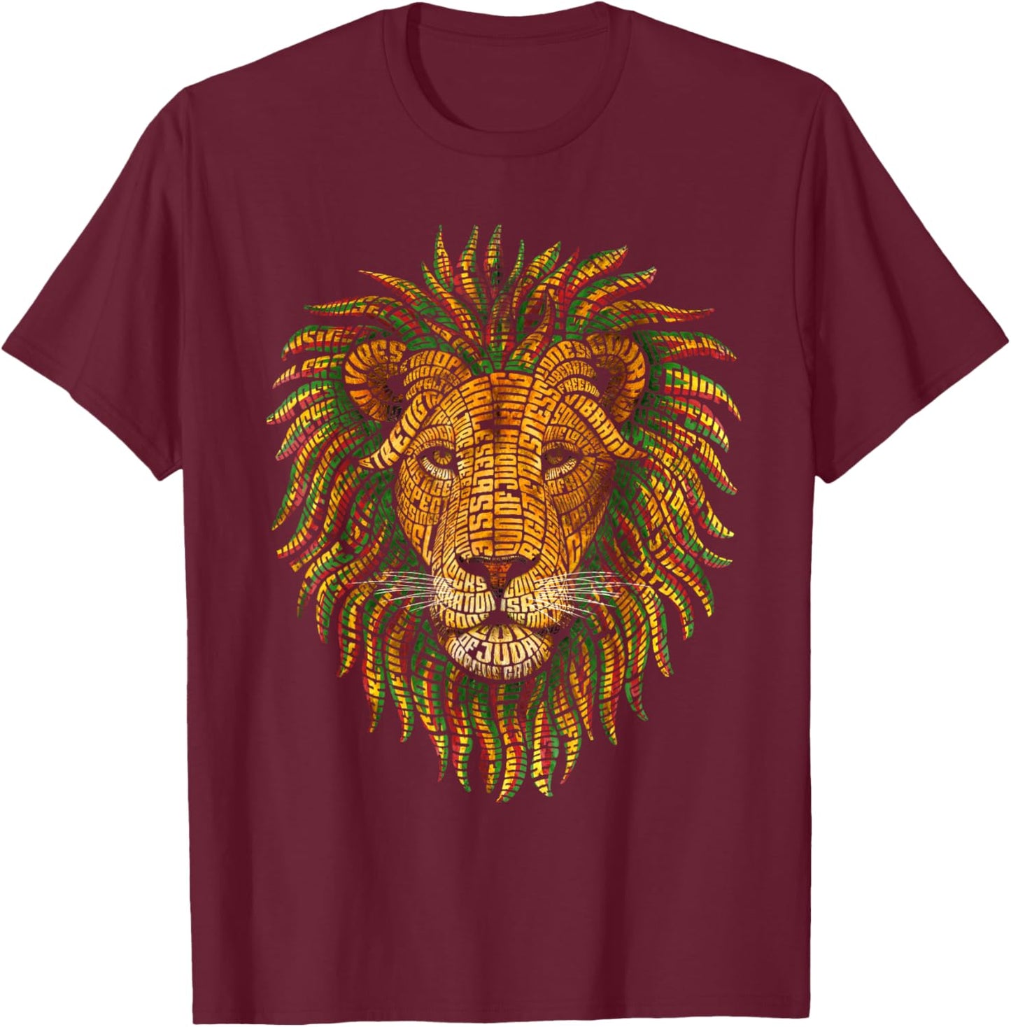 Men Women Jamaica Souvenir Rasta Lion of Judah Roots Reggae T-Shirt - T-Shirt | Maroon
