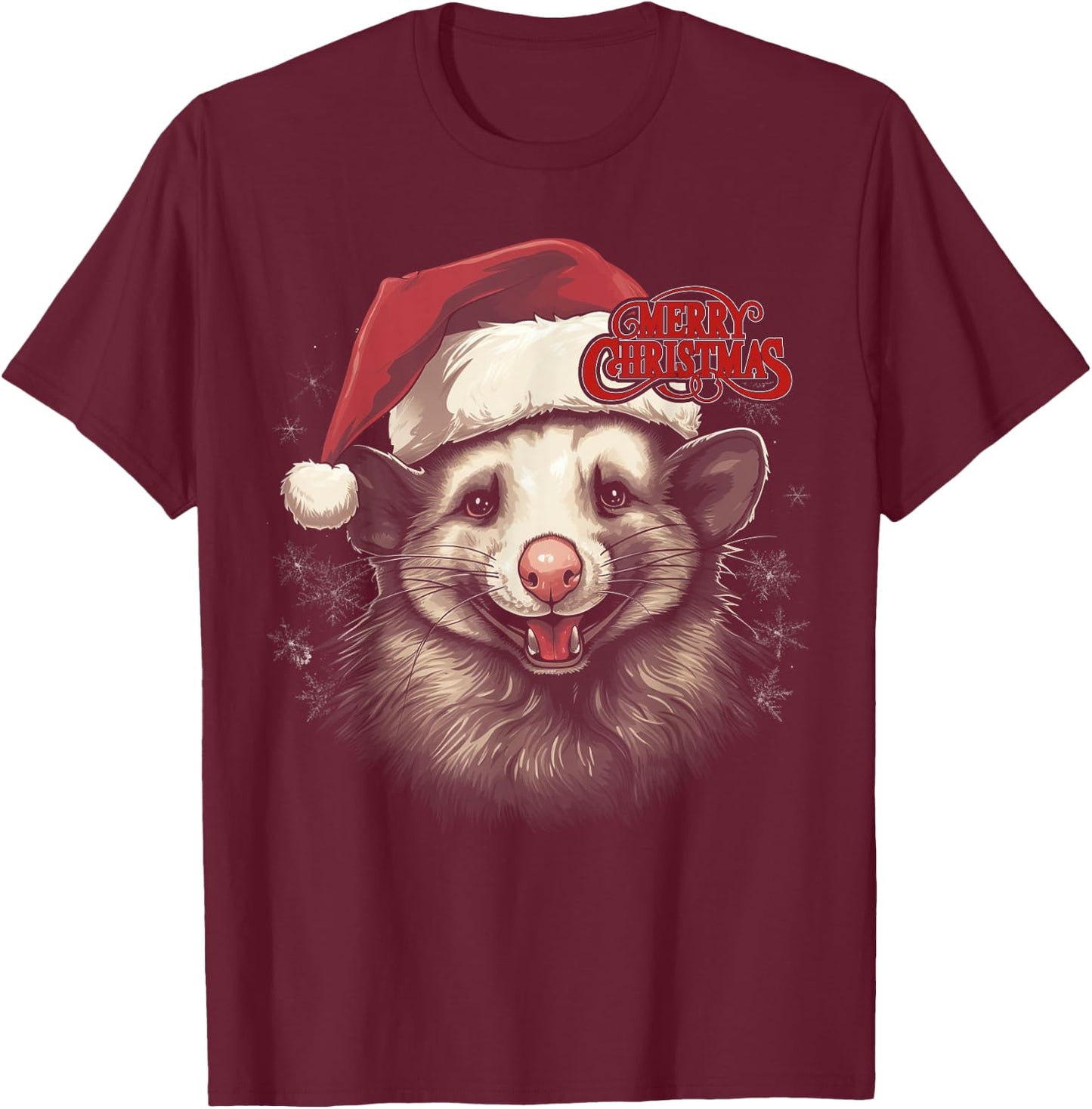 Opossum Possum Funny Merry Christmas Santa Matching Family T-Shirt - T-Shirt | Maroon