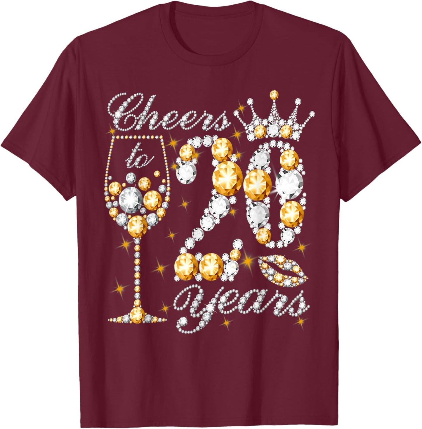 Cheers To 20 Years Old Happy 20th Birthday Queen Drink Wine T-Shirt - T-Shirt | Maroon