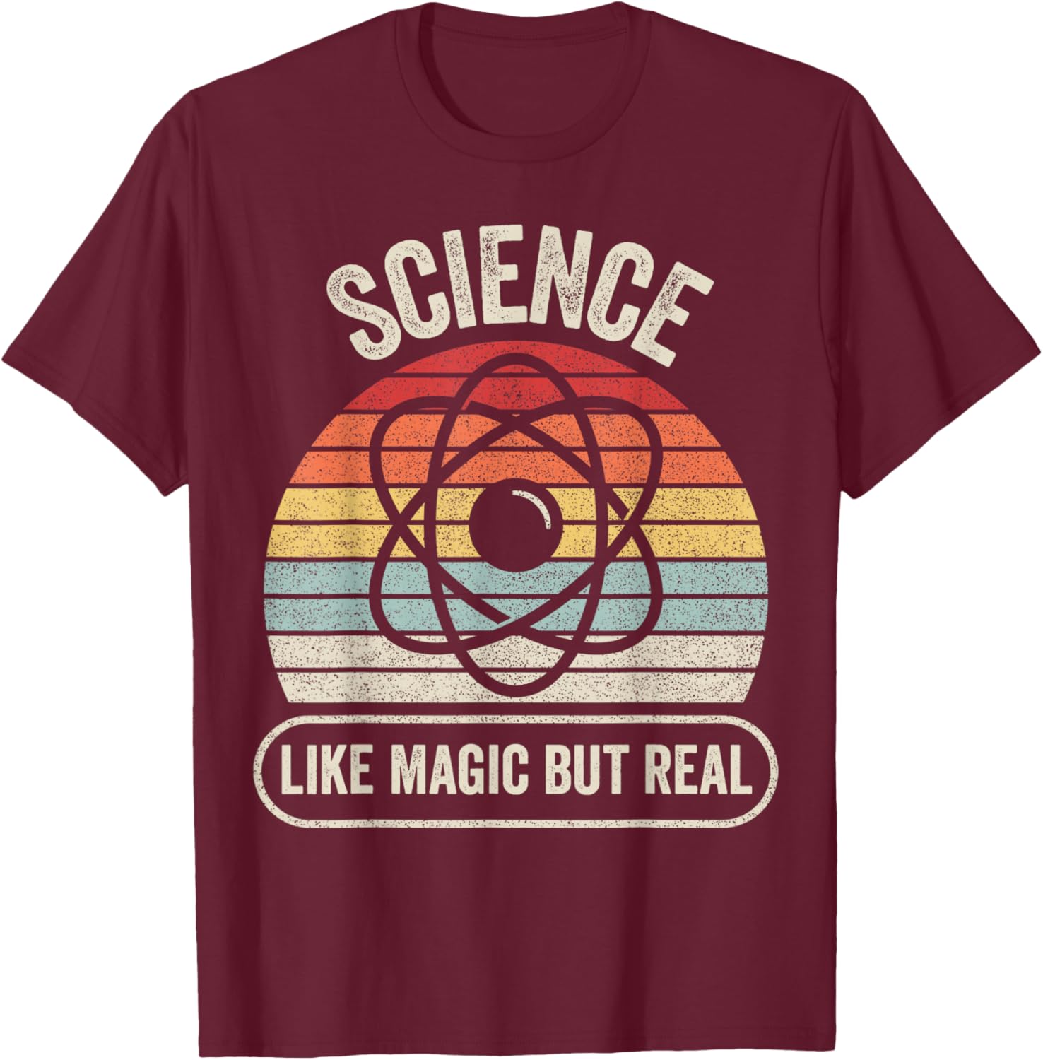 Retro Vintage Science Like Magic But Real Small T-Shirt - T-Shirt | Maroon