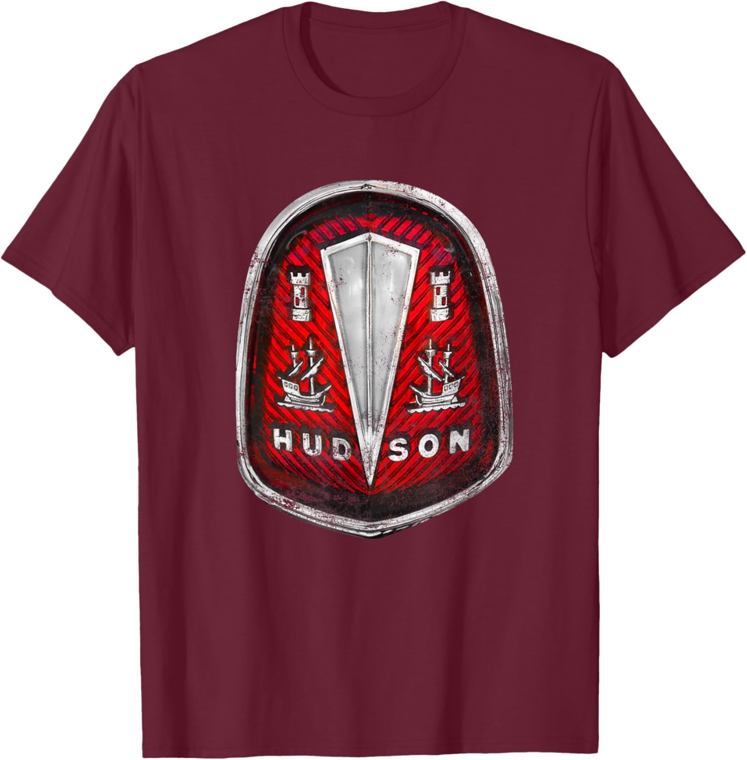 Vintage Car Retro Logo - Hudson Motor Car Co. (1910-1954) T-Shirt - T-Shirt | Maroon