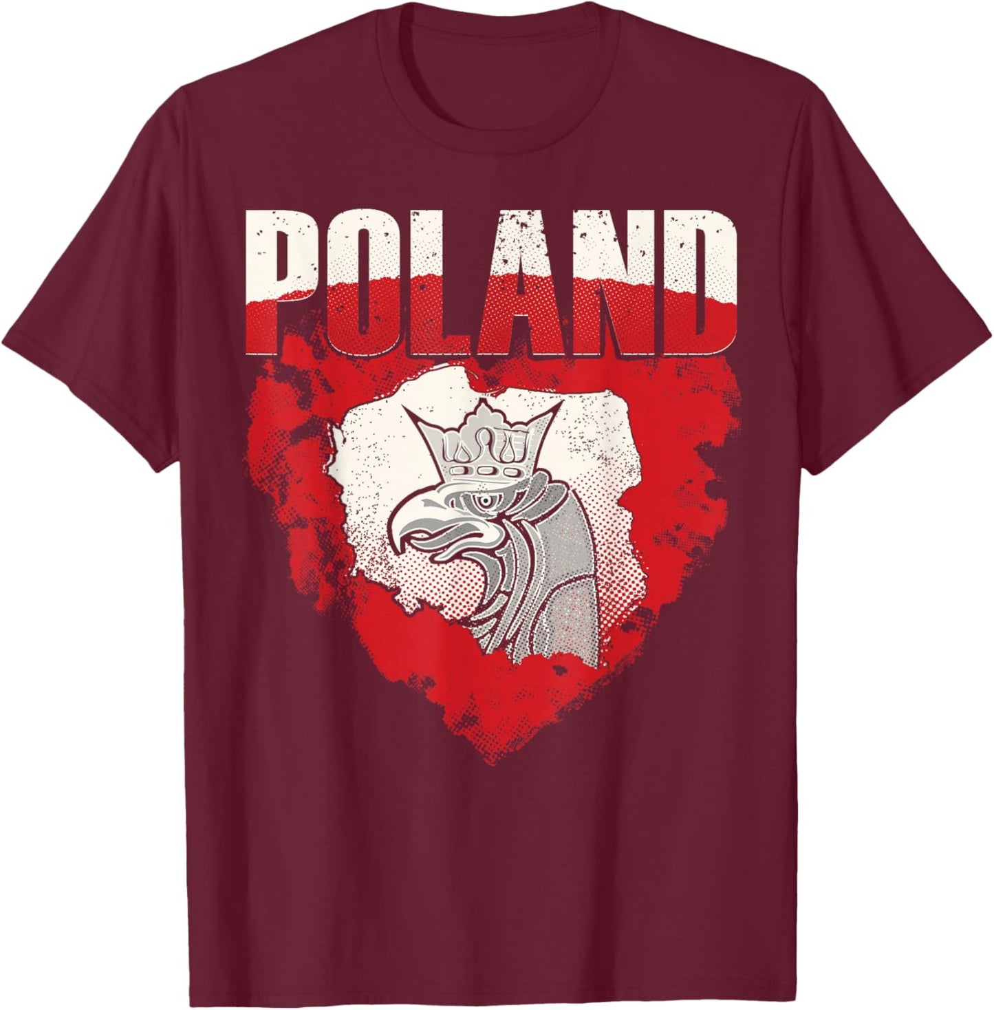 Polish Eagle Shirt Poland Flag Map Polska T-Shirt - T-Shirt | Maroon