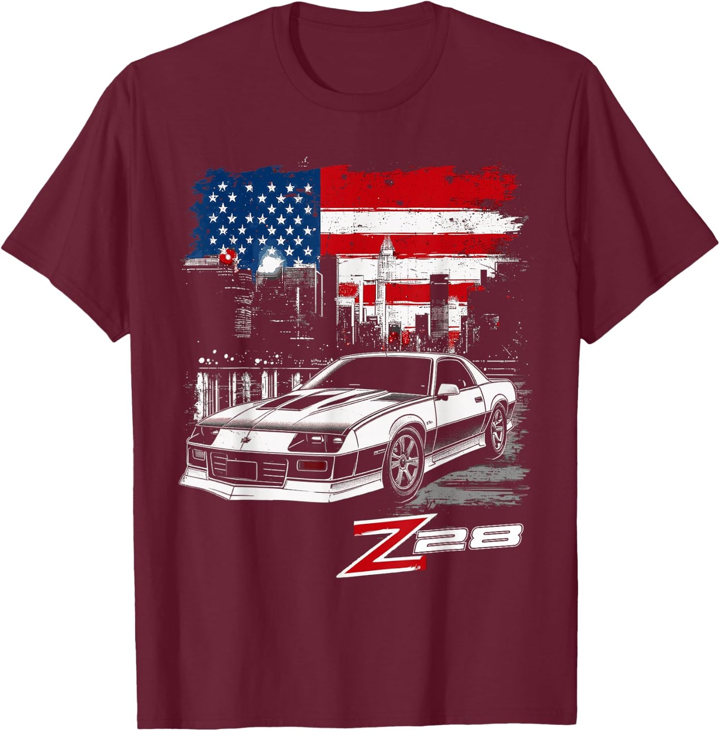 1980's IROC, IROC-Z Muscle Car American Muscle Retro Z28 T-Shirt - T-Shirt | Maroon