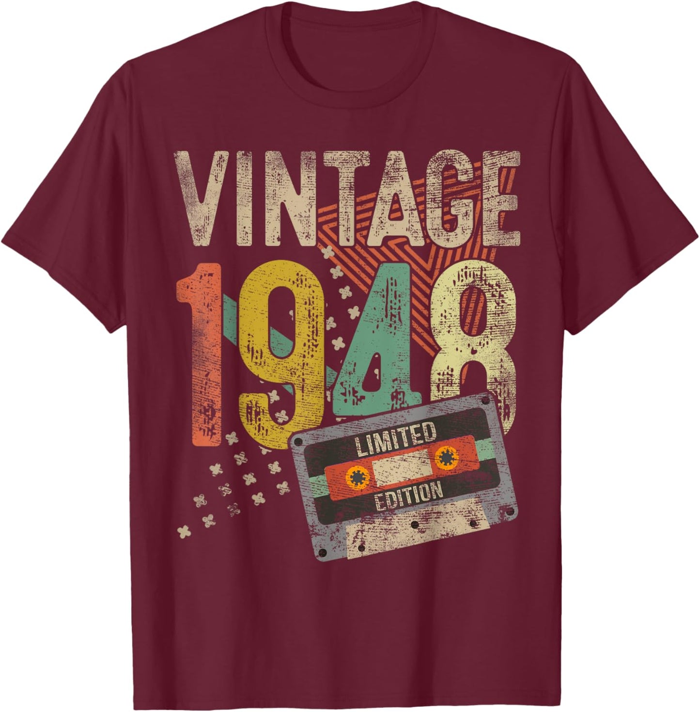 Vintage 1948 77th Birthday Gifts Women 77 Year Old T-Shirt - T-Shirt | Maroon