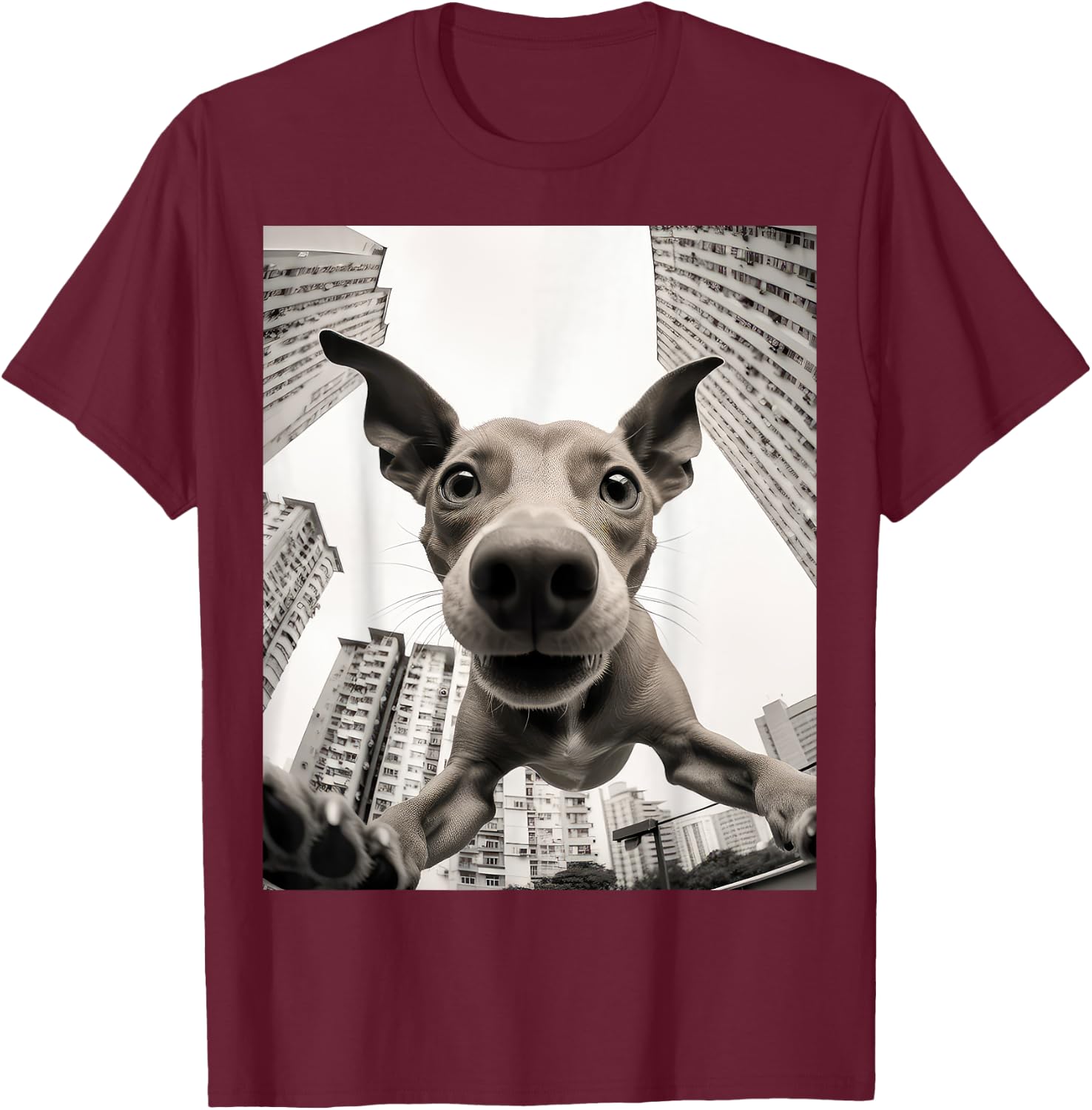 Funny dog selfie pic T-Shirt - T-Shirt | Maroon