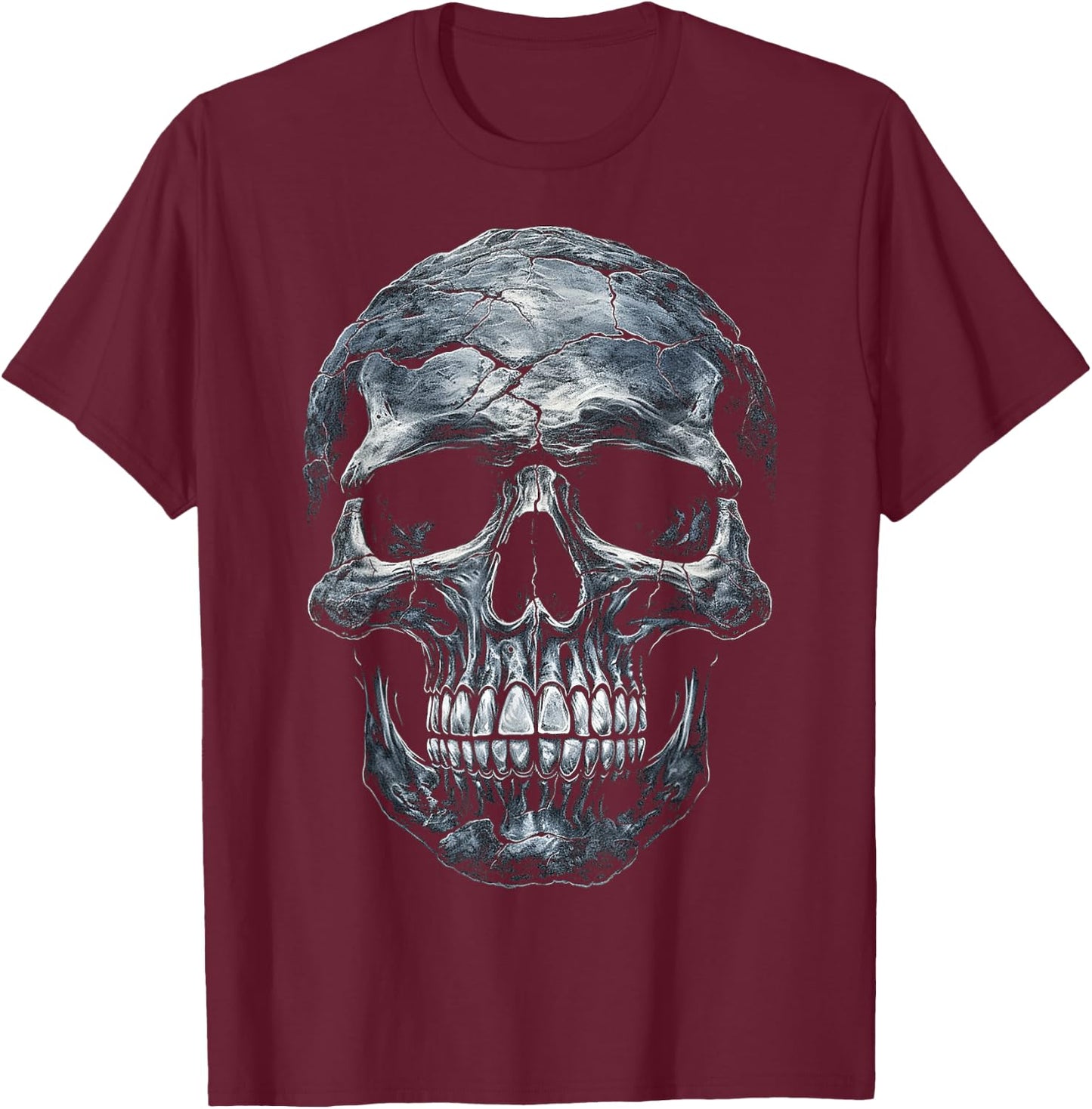 Skull Motif Artwork Art Skull T-Shirt - T-Shirt | Maroon