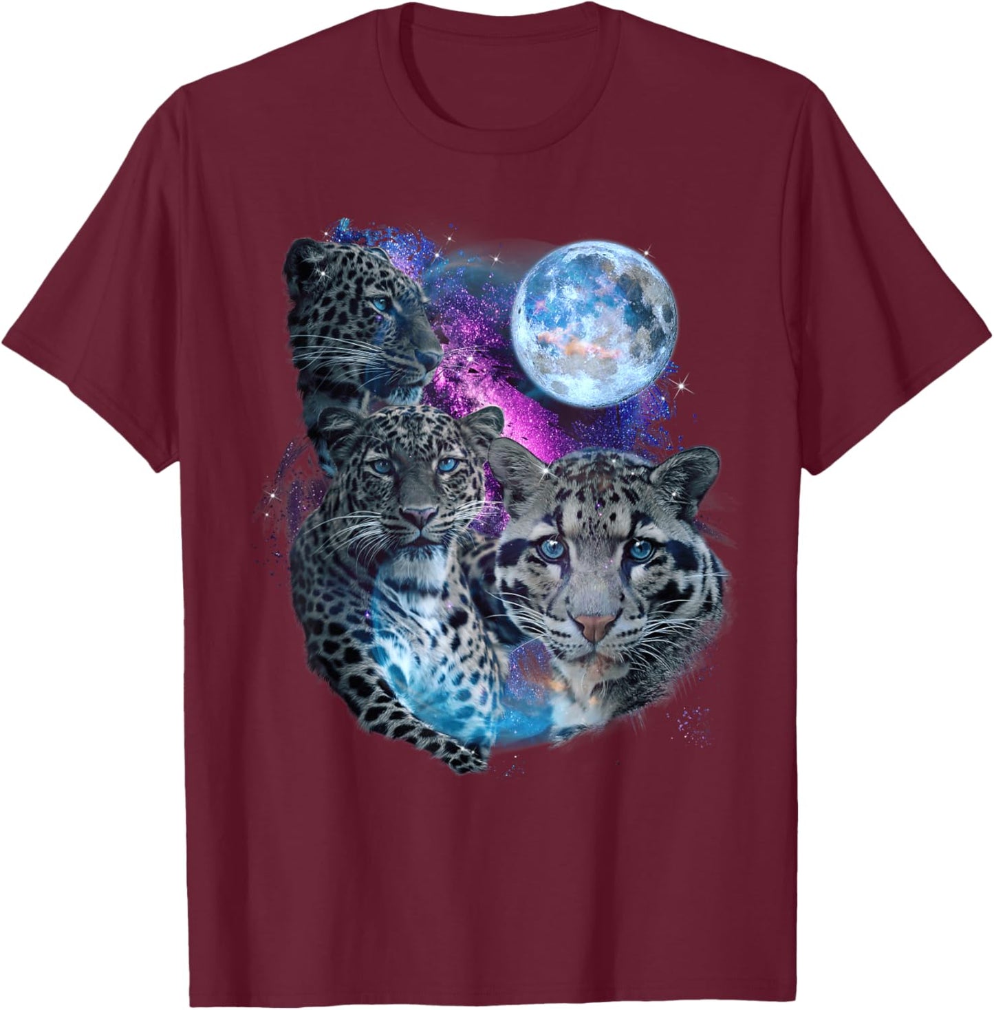 3 Moon Clouded Leopard Genus Panther Felidae Cat Novelty Women Kids T-Shirt - T-Shirt | Maroon