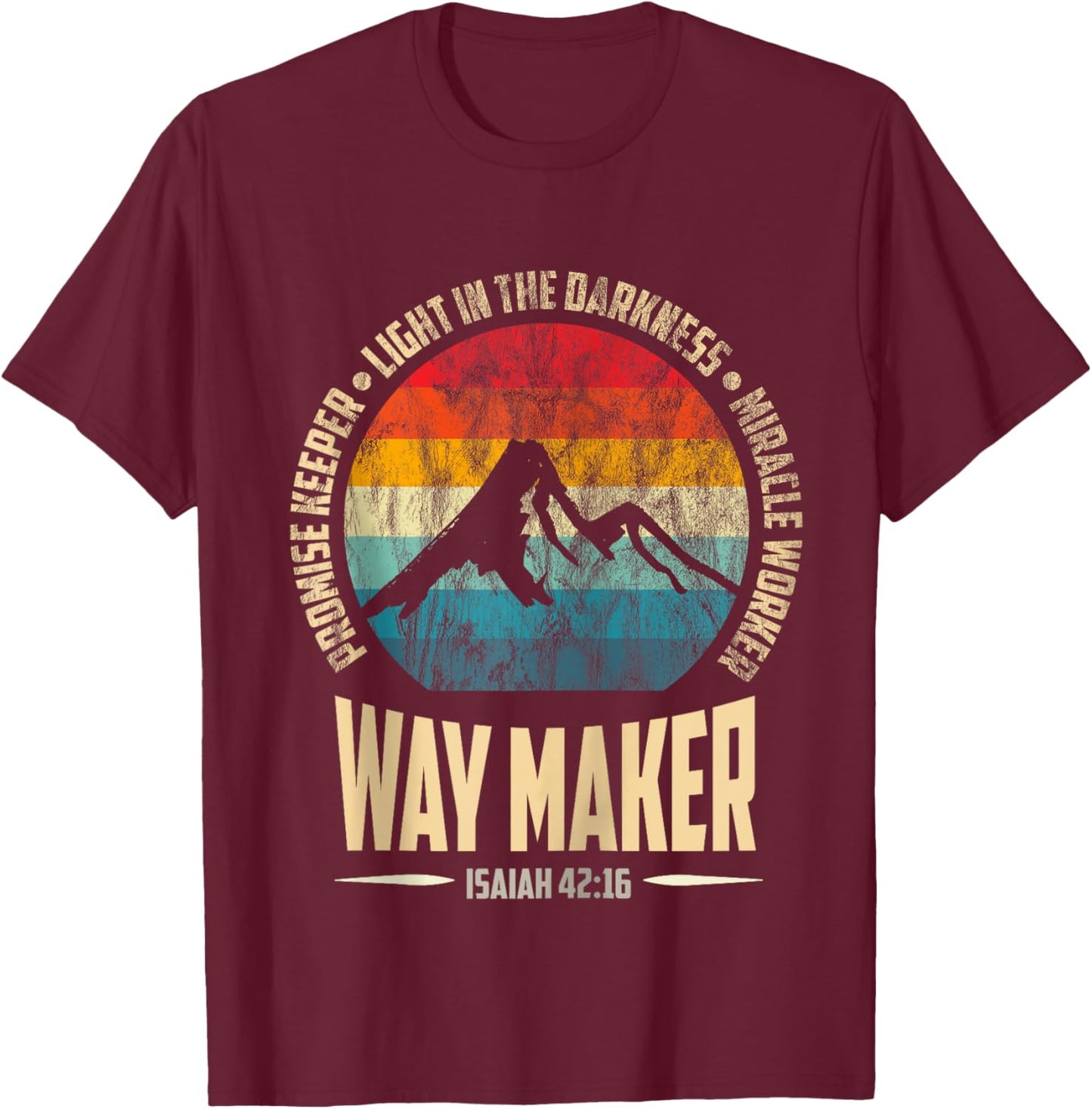 Vintage Waymaker Promise Keeper Miracle Worker Christian men Zip T-Shirt - T-Shirt | Maroon