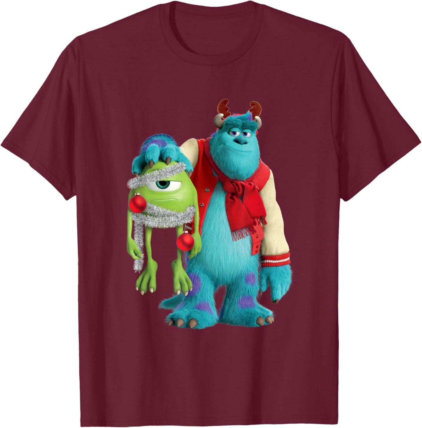 Disney Pixar Monsters University Mike Sulley Funny Holiday T-Shirt - T-Shirt | Maroon