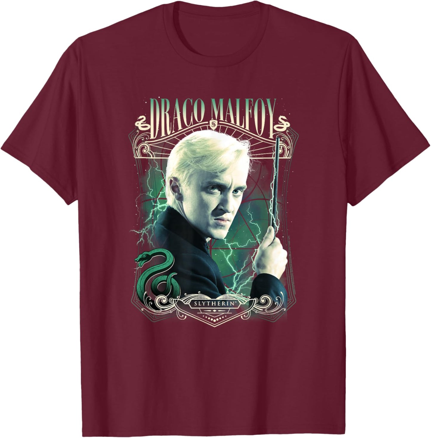 Harry Potter Deathly Hallows 2 Draco Malfoy Slytherin Poster T-Shirt - T-Shirt | Maroon