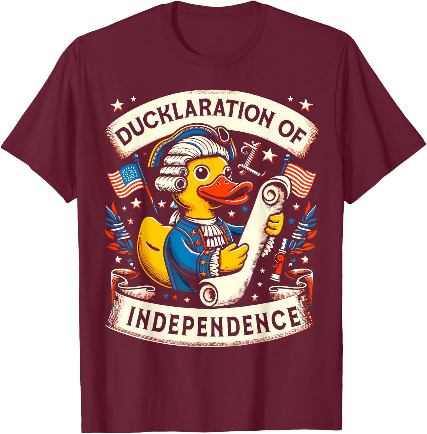 Ducklaration of Independence 4th of July Funny July Fourth Kids Men T-Shirt - T-Shirt | Maroon