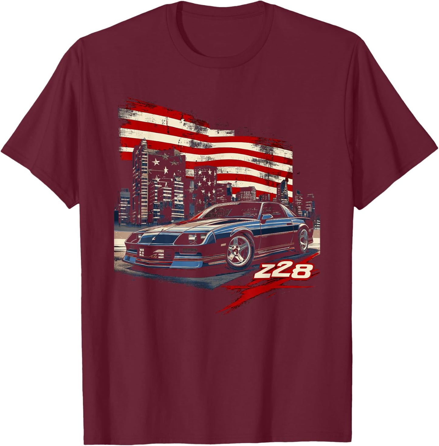 1980's IROC, IROC-Z Muscle Car American Muscle Retro Z28 T-Shirt - T-Shirt | Maroon