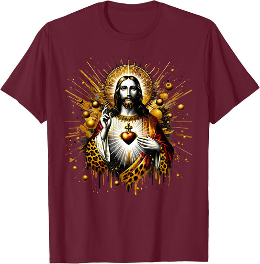 Sacred Heart of Jesus Catholic Devotion Faith T-Shirt - T-Shirt | Maroon
