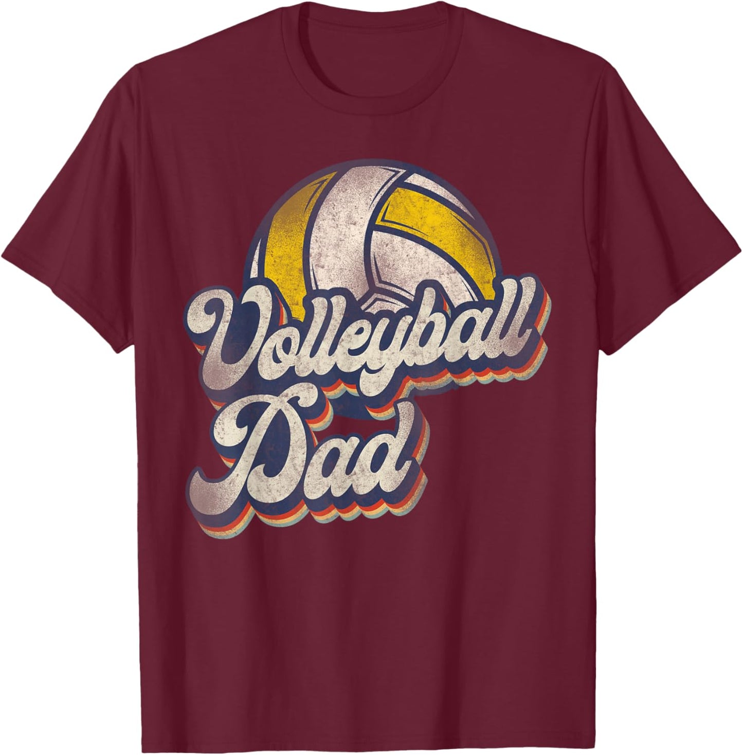 Volleyball Player Team Dad Father Retro Vintage Volleyball T-Shirt - T-Shirt | Maroon