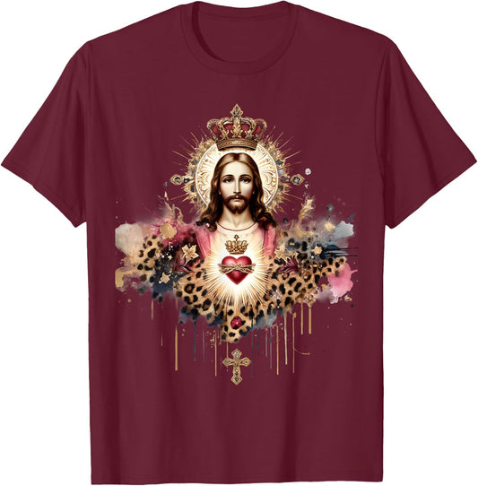 Sacred Heart of Jesus Catholic Devotion Faith T-Shirt - T-Shirt | Maroon