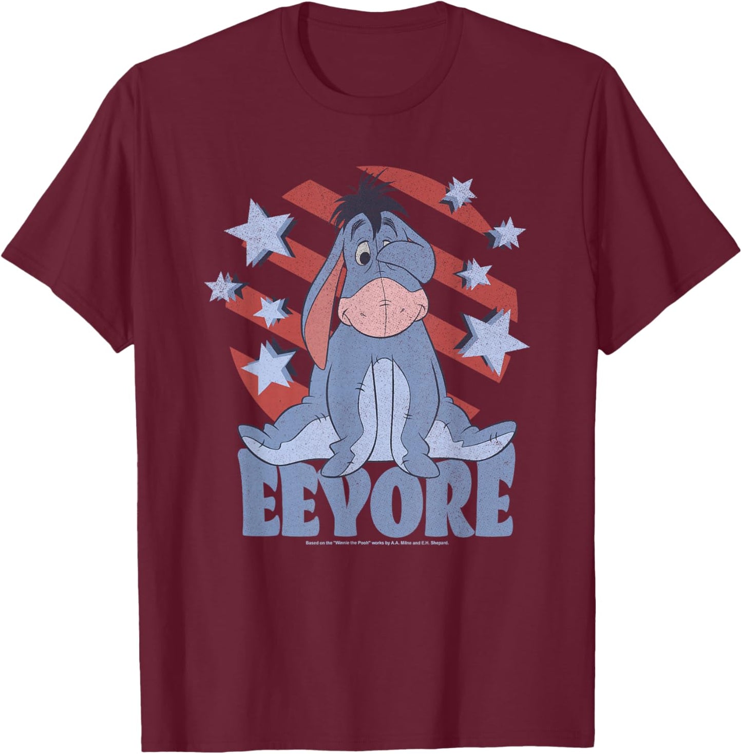 Disney Winnie the Pooh Americana Eeyore Stars & Stripes T-Shirt - T-Shirt | Maroon