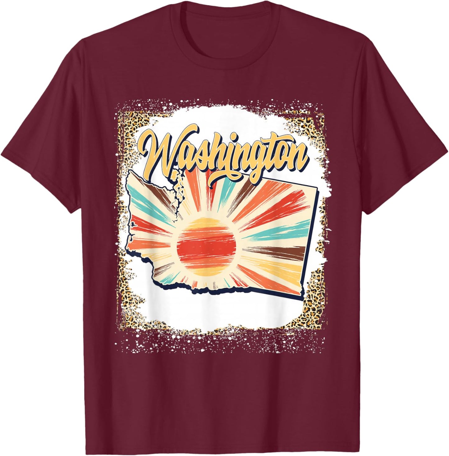 Vintage USA Washington State Map Flag Souvenir Men Women Kid T-Shirt - T-Shirt | Maroon