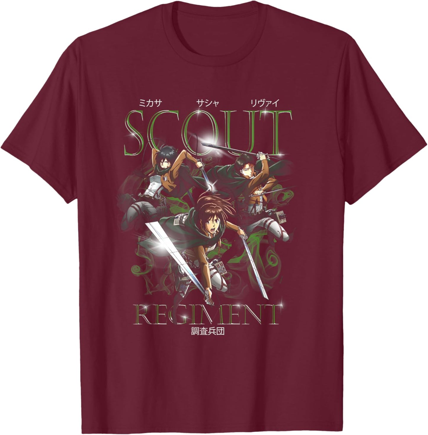 Attack on Titan Retro Smokey Scout Regiment Group AOT Anime T-Shirt - T-Shirt | Maroon
