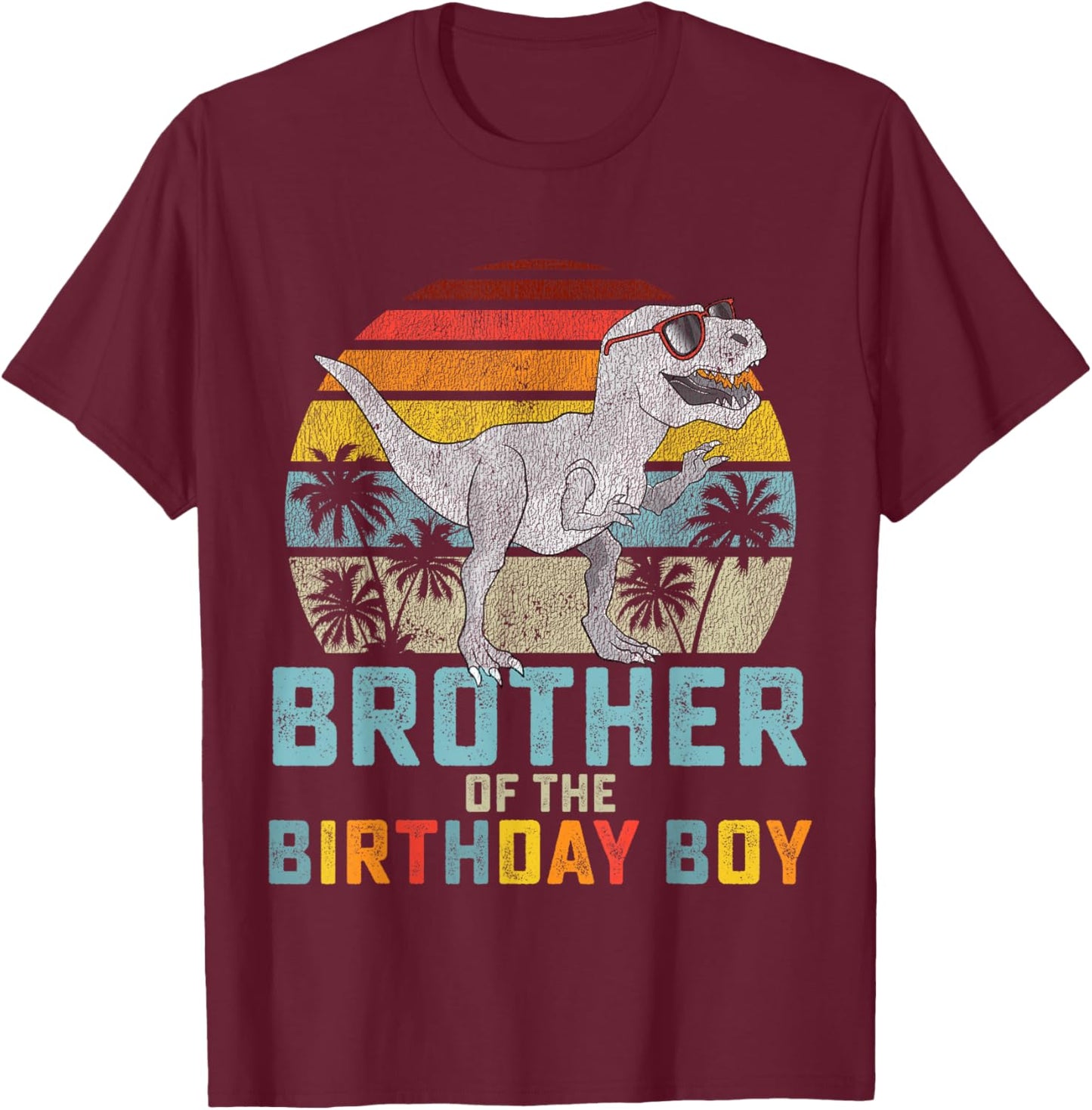 Brother Dinosaur of The Birthday Boy Matching Family Small T-Shirt - T-Shirt | Maroon