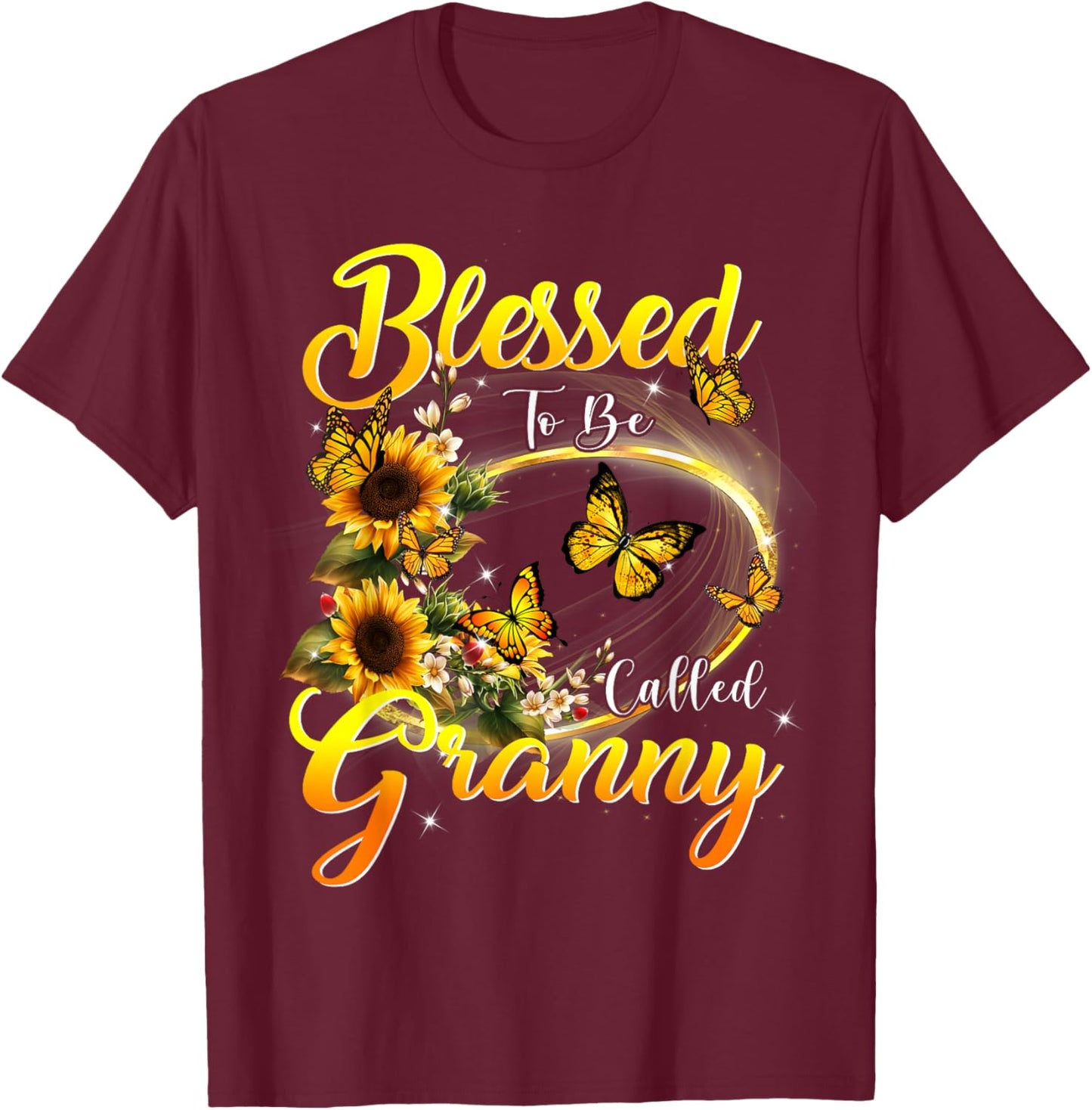 Blessed to be called Granny Shirt Sunflower Lovers Grandma T-Shirt - T-Shirt | Maroon