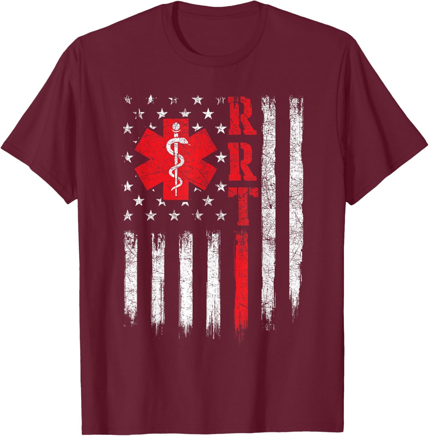 USA American Flag Respiratory Therapist Therapy T-Shirt - T-Shirt | Maroon