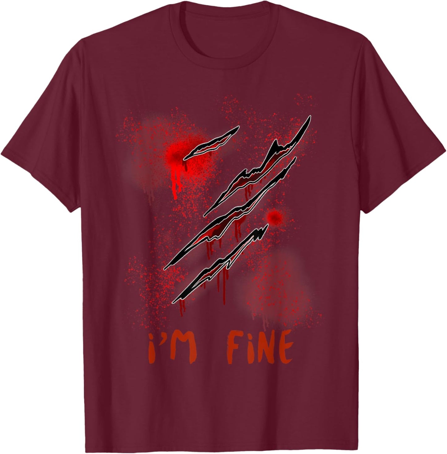 Im Fine With Blood Scary Halloween Men Women Horror T-Shirt - T-Shirt | Maroon