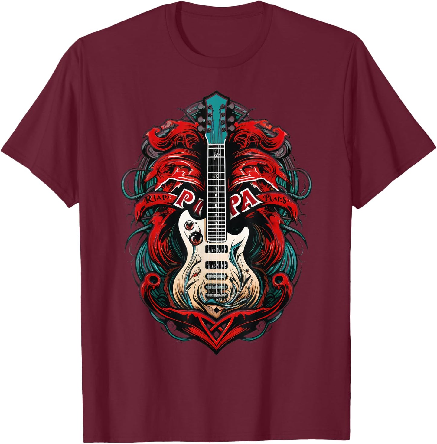 Guitar Harmony: Strings of Passion T-Shirt - T-Shirt | Maroon