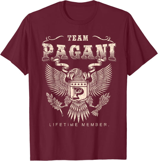 Team Pagani Lifetime Member - Pagani Name T-Shirt - T-Shirt | Maroon