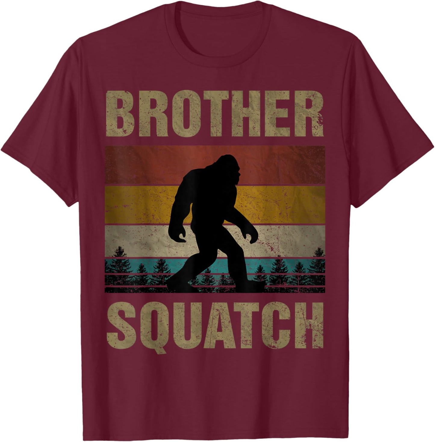 Brother Squatch Bigfoot Brother Sasquatch Yeti Family T-Shirt - T-Shirt | Maroon