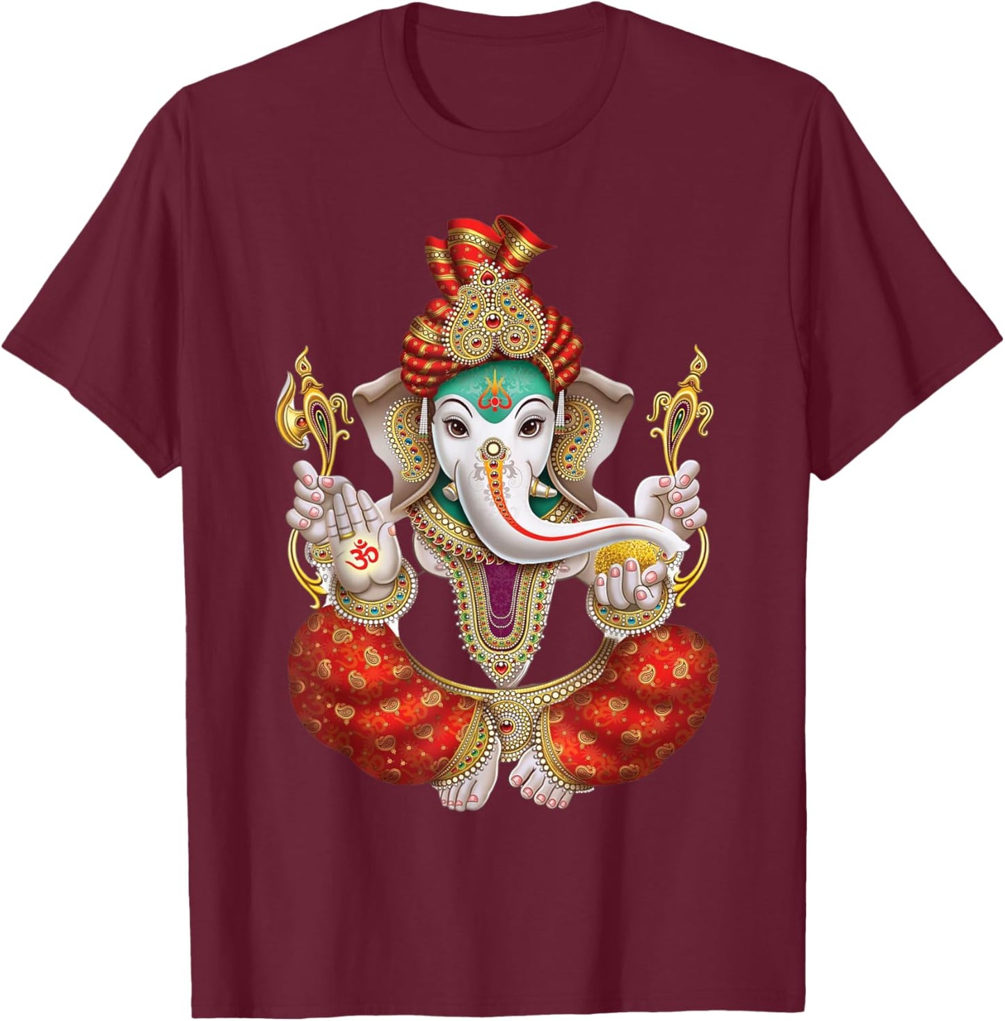 Ganesh Hindu Deity Lord Ganesha Black T-Shirt - T-Shirt | Maroon